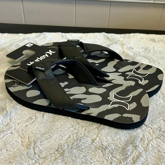 Hurley Black and Gray Flip Flops Men’s Sz 7, 8 or 9 NWT - Picture 4 of 8